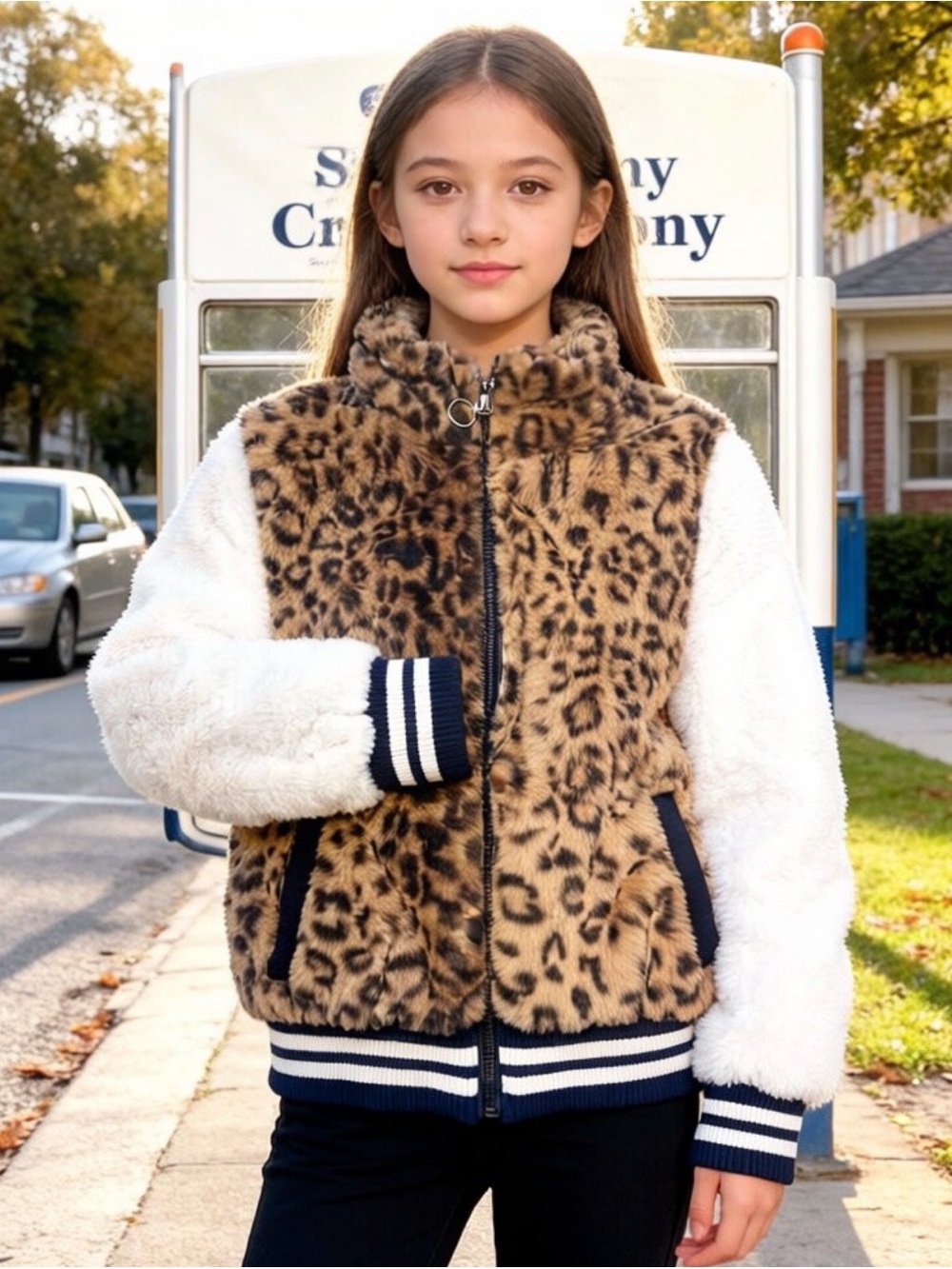 Urban Republic Girls Leopard Faux-Fur Jacket, Very Soft, Like New